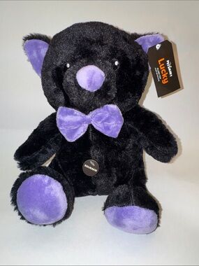 Petsmart Halloween Bear Black & Purple Plush Squeaker Dog Toy
